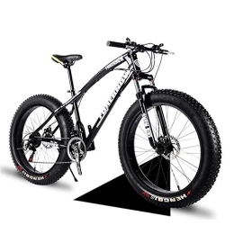 YWARX Fahrräder NENGGE 24 Zoll Mountainbike Fette Reifen Fahrräder für Jugend, Erwachsenen Herren Damen Hardtail MTB mit Gabelfederung Zwei Scheibenbremsen, Rahmen aus Kohlenstoffstahl, Schwarz, 21 Speed