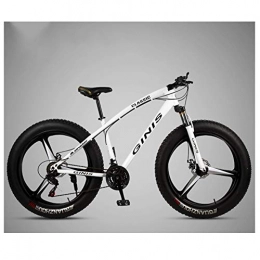 NENGGE Fahrräder NENGGE 26 Zoll Mountainbike, Rahmen aus Kohlenstoffstahl Hardtail MTB, Zwei Scheibenbremsen Fette Reifen Fahrrad, Damen Erwachsenen Fahrräder, Weiß, 30 Speed 3 Spoke