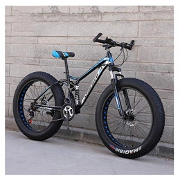 NENGGE Fahrräder NENGGE Erwachsenen Mountainbike, Gabelfederung Hardtail MTB, Rahmen aus Kohlenstoffstahl, Fette Reifen Fahrrad, Jugend Fahrräder, New Blue, 26 Inch 27 Speed