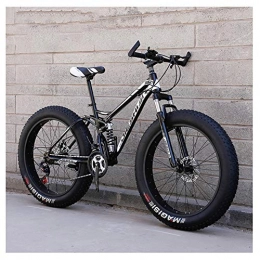 NENGGE Fahrräder NENGGE Erwachsenen Mountainbike, Gabelfederung Hardtail MTB, Rahmen aus Kohlenstoffstahl, Fette Reifen Fahrrad, Jugend Fahrräder, Schwarz, 26 Inch 27 Speed