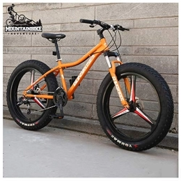 NENGGE Fat Tire Mountainbike NENGGE Hardtail MTB 26 Zoll mit Gabelfederung für Herren Damen, Erwachsenen Fette Reifen Fahrräder, Scheibenbremsen Mountainbike, Rahmen aus Kohlenstoffstahl, 3 Spoke orange, 24 Speed