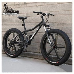 NENGGE Fat Tire Mountainbike NENGGE Hardtail MTB 26 Zoll mit Gabelfederung für Herren Damen, Erwachsenen Fette Reifen Fahrräder, Scheibenbremsen Mountainbike, Rahmen aus Kohlenstoffstahl, 5 Spoke Black, 7 Speed