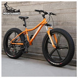 NENGGE Fat Tire Mountainbike NENGGE Hardtail MTB 26 Zoll mit Gabelfederung für Herren Damen, Erwachsenen Fette Reifen Fahrräder, Scheibenbremsen Mountainbike, Rahmen aus Kohlenstoffstahl, 5 Spoke orange, 24 Speed