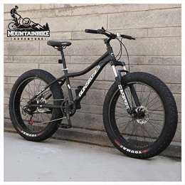 NENGGE Fat Tire Mountainbike NENGGE Hardtail MTB 26 Zoll mit Gabelfederung für Herren Damen, Erwachsenen Fette Reifen Fahrräder, Scheibenbremsen Mountainbike, Rahmen aus Kohlenstoffstahl, Black Spoke, 24 Speed