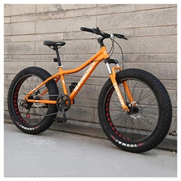 NENGGE Fat Tire Mountainbike NENGGE Hardtail MTB 26 Zoll mit Gabelfederung für Herren Damen, Erwachsenen Fette Reifen Fahrräder, Scheibenbremsen Mountainbike, Rahmen aus Kohlenstoffstahl, Orange Spoke, 27 Speed