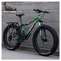 NENGGE Fat Tire Mountainbike NENGGE Hardtail MTB mit Gabelfederung für Herren & Damen, Erwachsenen Zwei Scheibenbremsen Großer Reifen Mountainbike, Unisex Rahmen aus Kohlenstoffstahl Fahrräder, Green 2, 24 Inch 24 Speed