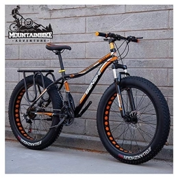 NENGGE Fat Tire Mountainbike NENGGE Hardtail MTB mit Gabelfederung für Herren & Damen, Erwachsenen Zwei Scheibenbremsen Großer Reifen Mountainbike, Unisex Rahmen aus Kohlenstoffstahl Fahrräder, Orange 2, 26 Inch 27 Speed