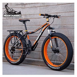 NENGGE Fat Tire Mountainbike NENGGE Hardtail MTB mit Gabelfederung für Herren & Damen, Erwachsenen Zwei Scheibenbremsen Großer Reifen Mountainbike, Unisex Rahmen aus Kohlenstoffstahl Fahrräder, Orange, 26 Inch 7 Speed