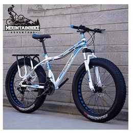 NENGGE Fat Tire Mountainbike NENGGE Hardtail MTB mit Gabelfederung für Herren & Damen, Erwachsenen Zwei Scheibenbremsen Großer Reifen Mountainbike, Unisex Rahmen aus Kohlenstoffstahl Fahrräder, White 2, 24 Inch 21 Speed