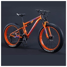 YWARX Fat Tire Mountainbike NENGGE Mountainbike MTB, 24 Zoll Fette Reifen Fahrrad, Fahrrad mit Scheibenbremsen, Rahmen aus Kohlenstoffstahl, Erwachsenen MTB Fahrrad für Herren und Damen, Orange, 21 Speed