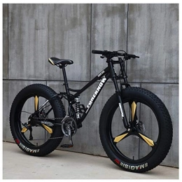 NENGGE Mountainbike MTB, 26 Zoll Fette Reifen Fahrrad, Fahrrad mit Scheibenbremsen, Rahmen aus Kohlenstoffstahl, MTB Fahrrad für Herren und Damen,27 Speed,Black 3 Spoke