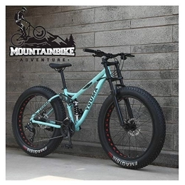 YWARX Fat Tire Mountainbike NENGGE MTB 26 Zoll Fette Reifen für Erwachsenen Herren Damen, Vollfederung Mountainbike mit Zwei Scheibenbremsen, Jugend Unisex Kohlenstoffstahl Fahrräder, Grün, 21 Speed