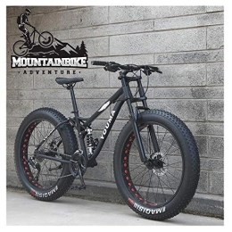 NENGGE Fat Tire Mountainbike NENGGE MTB 26 Zoll Fette Reifen für Erwachsenen Herren Damen, Vollfederung Mountainbike mit Zwei Scheibenbremsen, Jugend Unisex Kohlenstoffstahl Fahrräder, Schwarz, 27 Speed