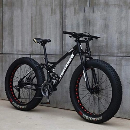 NXX Fat Tire Mountainbike NXX 24-Zoll-Mountainbikes für Herren, Hardtail-Mountainbike aus Kohlenstoffstahl, Mountainbike mit Verstellbarer Vorderradfederung, 21-Gang, Schwarz