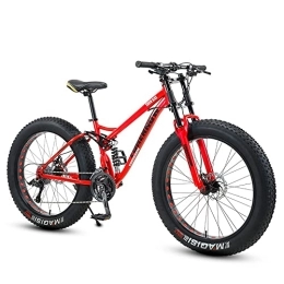 FAXIOAWA Fat Tire Mountainbike Premium-Mountainbike mit 24 / 26 * 4, 0 Zoll dickem Rad – Fat Tire Mountain Trail Bike für Erwachsene für Jungen, Mädchen, Männer und Frauen – 7 / 21 / 24 / 27 / 30-Gang-Getriebe, Rahmen aus Kohlenstoffstahl
