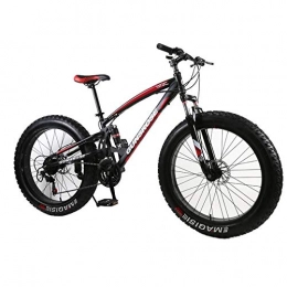 QAZ Fahrräder QAZ Fat Bike Mountainbike Doppelscheibenbremse Strand Fahrrad Schnee-Fahrrad-Licht-Carbon Steel 24 / 26 Inch-Gebirgsfahrrad (Farbe : 26 inch Black red, Size : 7 Speed)