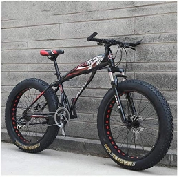 QXX Fat Tire Mountainbike QXX Erwachsene Mountain Bikes, Jungen Mädchen Fat Tire Mountain Trail Fahrrad, Doppelscheibenbremse Hardtail Mountainbike, High-Carbon Stahlrahmen, Fahrrad (Color : Red C, Size : 26 Inch 24 Speed)