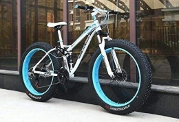 QZ Fat Tire Mountainbike QZ Fat Tire Mountain Bike for Erwachsene, High Carbon Stahlrahmen, Hardtail Doppelaufhebung Rahmen, Doppelscheibenbremse, 4, 0 Zoll Reifen (Color : E, Size : 24 inch 24 Speed)