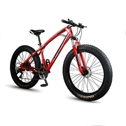 TAURU Fat Tire Mountainbike TAURU Snow Fahrrad für Erwachsene, Mountainbike, 66 cm (26 Zoll), Hartstahlrahmen, 21 Gänge, doppelte Scheibenbremse (rot)