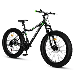 CARPAT SPORT Fahrräder Velors 26 Zoll Fatbike Mountainbike | Shimano 21 Gang-Schaltung, 4.0 fette Reifen Fahrrad, Doppelscheibenbremsen, Fahrrad geeignet für Erwachsene, MTB, Männer und Frauen- Black Green