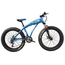 WJH Fahrräder WJH 26 Zoll Erwachsene Mountain Bikes, Doppelscheibenbremse Fat Tire Mountain Trail Bike-Rahmen Fat Tire Suspension Gebirgsfahrrad, High-Carbon Stahlrahmen, Blau, 24speed 26 inches