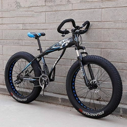 WJH Fahrräder WJH Fat Tire Mountainbike für Erwachsene, Doppelscheibenbremse / Rahmen aus Karbonstahl, Blau, 24 Gänge, 61 cm