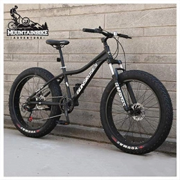 Wttfc Hardtail MTB 26 Zoll mit Gabelfederung für Herren Damen, Erwachsenen Fette Reifen Fahrräder, Scheibenbremsen Mountainbike, Rahmen aus Kohlenstoffstahl,5 Spoke Black,27 Speed