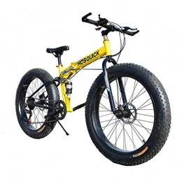 WYX Fat Tire Mountainbike WYX Schnee-Fahrrad-Folding Mountain Bike, MTB 24In-7 21 24 27 30 Geschwindigkeit Double Disc Berg Fat Fahrrad-Fahrwerk Stahlrahmen Hardtail-Gebirgsfahrrad, Gelb, 24"× 7speed