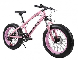 XCBY Fahrräder XCBY Mountainbike Fahrrad, Fat Bike, Snow Bike - 26 Zoll, Doppelscheibenbremsen, Breite Reifen, Verstellbare Sitze Pink-24Speed