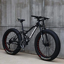 XHJZ Fahrräder XHJZ Mountainbike für Jugendliche Erwachsene Männer und Frauen, High Carbon Stahlrahmen, Weichheckdoppelaufhebung, mechanische Scheibenbremse, 24 / 26 × 5, 1 Inch Fat Tire, Schwarz, 26 inch 27 Speed
