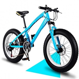 Yunyisujiao Fahrräder Yunyisujiao 24-Zoll-Mountainbikes, Doppelscheiben-Bremsfahrrad, High-Carbon-Stahlrahmen-Fat-Tire-Mountainbike, Anti-Rutsch-Fahrräder (Color : Blue)