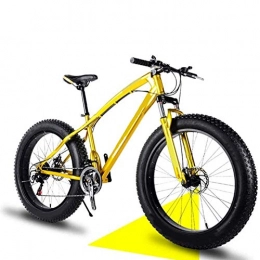 Yunyisujiao 24-Zoll-Mountainbikes, Doppelscheiben-Bremsfahrrad, High-Carbon-Stahlrahmen-Fat-Tire-Mountainbike, Anti-Rutsch-Fahrräder (Color : Yellow)