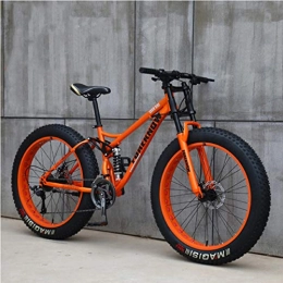 ZTIANR Fahrräder ZTIANR Berg Fahrrad, 24"26" Adult Mountain Bikes, 4, 0 Fat Tire Doppel-Suspension-Gebirgsfahrrad, High-Carbon Stahlrahmen 21 / 24 / 27 Geschwindigkeit, Orange, 26" 27 Speed