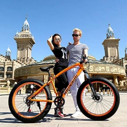 ZTIANR Berg Fahrrad, 26" Mountainbike Stoßdämpferfahrräder Doppelscheibenbremsen des Fahrrads Fat Reifen Fahrrad Strand-Fahrt,Orange,26"* 17"