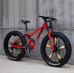 ZYHLL Fahrräder ZYHLL Fat Tire Mountain Bikes, 26-Zoll-Rder High Carbon Stahl Doppelaufhebung Rahmen Sport-Gebirgsfahrrad mit fr Mann und Frau, Rot, 24 Speed