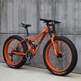 ZYHLL Fahrräder ZYHLL Mountain Bikes, 26-Zoll-Fat Tire Hardtail Mountainbike, High Carbon Steel Herrenuhr Off-Road-Fahrrad-Doppelaufhebung-Rahmen All Terrain Mountain Bike, Orange, 24 Speed