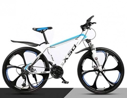 WJSW Fahrräder 26 Zoll Mountainbike High-Carbon Stahl City Road Fahrrad, Sport Freizeit Herren MTB (Farbe: Weiß Blau, Größe: 27 Geschwindigkeit)