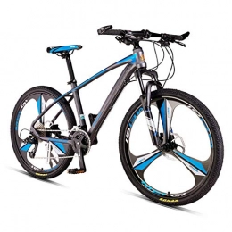 FHKBK Fahrräder 33-Gang-Hardtail-Mountainbikes für Männer, Frauen, All-Terrain-Mountainbike für Erwachsene mit verstellbarem Sitz, Doppelscheibenbremse und Vorder- / Vollfederung, Blaue 3 Speichen