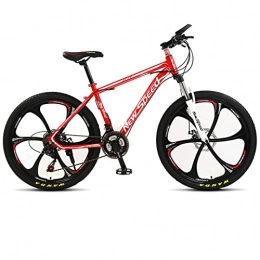 AZXV Fahrräder AZXV Erwachsene Mountainbike, 21 Geschwindigkeiten Hänge mit hoher Kohlenstoffstahl MTB-Fahrrad, Aluminiumrahmen 24 / 26 Zoll Räder, Dual-Scheibenbremse 6-Speichen, einstel red- 26inch
