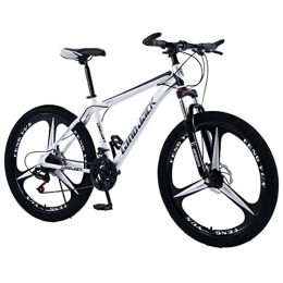 AZXV Fahrräder AZXV Mountainbike volle Federung Hoch-Kohlenstoffstahl Erwachsene MTB-Fahrrad, mechanische Dualscheibenbremse, 21 / 24 / 27 Geschwindigkeit, 26-Zoll-Räder, Räder mit Variable White Black-27