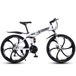 AZYQ Fahrräder AZYQ 26In 24-Gang-Mountainbike für Erwachsene, leichter Aluminium-Vollfederungsrahmen, Federgabel, Scheibenbremse, Weiß, D.