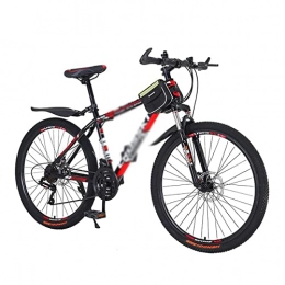 BaiHogi Mountainbike BaiHogi Profi-Rennrad, 26-Zoll-Mountainbike-Kohlenstoffstahl-Rahmen 21 / 24 / 27 Geschwindigkeiten mit Dual-Scheibenbremse und Dual-Suspension / Blau / 24-Gang (Color : Red, Size : 21 Speed)