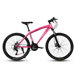 DLT Fahrräder DLT Erwachsene Männer Or Frauen Mountainbike mit Speichen Stahlräder, 26-Zoll-Stahlrahmen-Stadt-Reitfahrrad, 21 Geschwindigkeit Fahrrad for Büroarbeiter (Farbe : Rosa)
