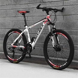 WJSW Mountainbike Doppelsuspendierte Mountainbikes, 26-Zoll-City-Off-Road-Fahrrad aus Kohlenstoffstahl (Farbe: Weiß, Rot, Größe: 24-Gang)