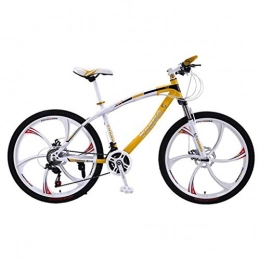 Dsrgwe Mountainbike Dsrgwe Mountainbike, Mountainbike, Carbon-Stahlrahmen Bergfahrräder Hardtail, 26inch Mag-Rad, Doppel-Scheibenbremse und Vorderradaufhängung (Color : Yellow, Size : 24 Speed)