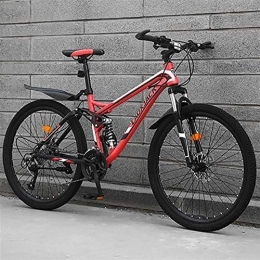 DULPLAY Mountainbike DULPLAY Stahl mit hohem Kohlenstoffgehalt, für Männer und Frauen, Off, Rennrad, Mountainbike, Doppelscheibenbremse, komplett, Fahrrad, rot, 26 Zoll, 30 Geschwindigkeit