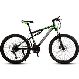 YHRJ Fahrräder Erwachsene Stoßdämpfende Jugend-Mountainbikes Für Erwachsene, Straßenradfahren Im Freien, MTB-Stahlrahmen Mit Hohem Kohlenstoffgehalt, Doppelte Stoßdämpfung ( Color : Black green-24spd , Size : 24inch )