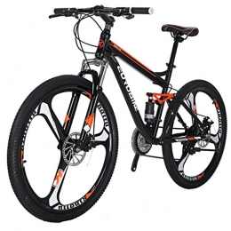 Eurobike Mountain Bike TSM S7 21 Speed Fahrrad MTB 69,8 cm Räder Dual Federung Bike, 3-Spoke Orange