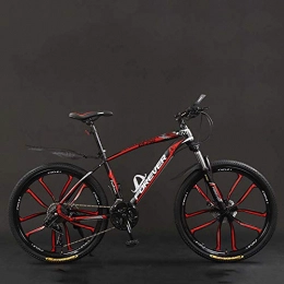 MW Mountainbike Fahrrad, 24 Zoll 21 / 24 / 27 / 30 Geschwindigkeit Mountain Bikes, Hard Tail-Gebirgsfahrrad, Leicht Fahrrad Mit Verstellbarem Sitz, Doppelscheibenbremse, Black red, 30 Speed