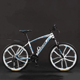 BWJL Mountainbike Fahrrad 26 Zoll 21 / 24 / 27 / 30 Geschwindigkeit Mountain Bikes, Hard Tail-Gebirgsfahrrad Leichtes Fahrrad, mit Verstellbarer Sitzdoppelscheibenbremse, weiß Blau, 24 Geschwindigkeit